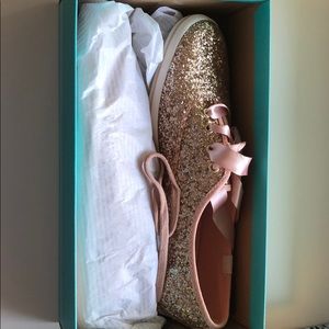 Kate Spade Rose Gold Keds Glitter NEW NEVER Worn